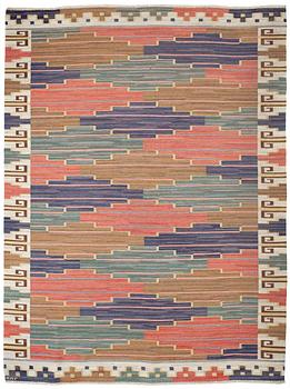 CARPET. "Blå heden". Rölakan (Flat weave). 347,5 x 255,5 cm. Signed MMF (Märta Måås-Fjetterström).