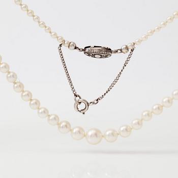 COLLIER, silver, markasiter och odlade pärlor, 1900-talets mitt.