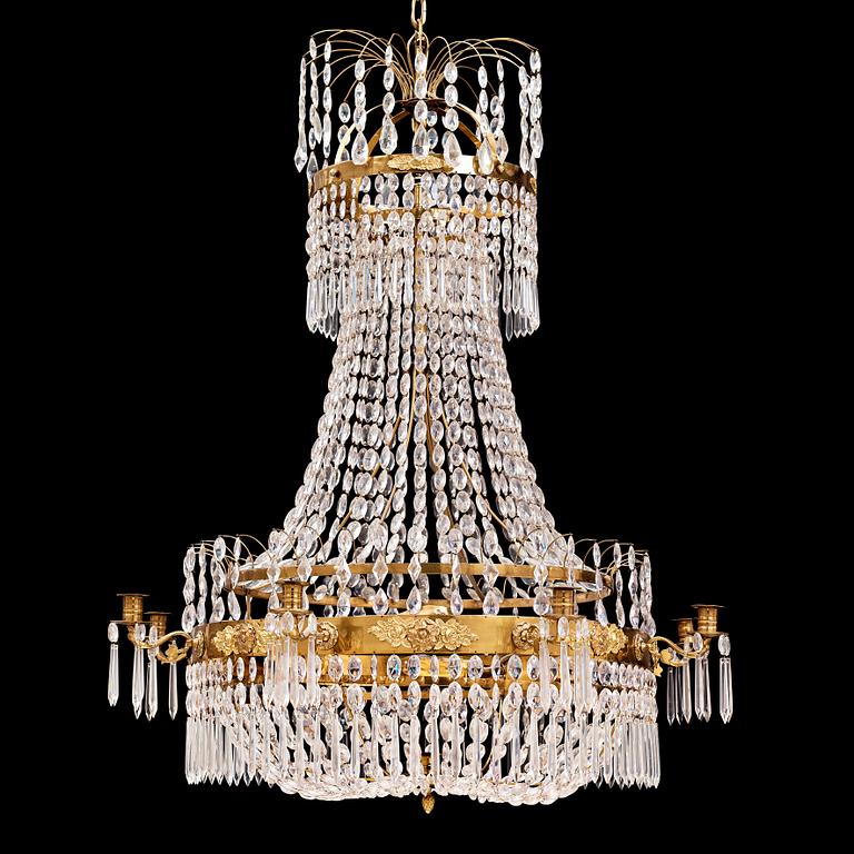 A Swedish Empire 1820/30's nine-light chandelier.