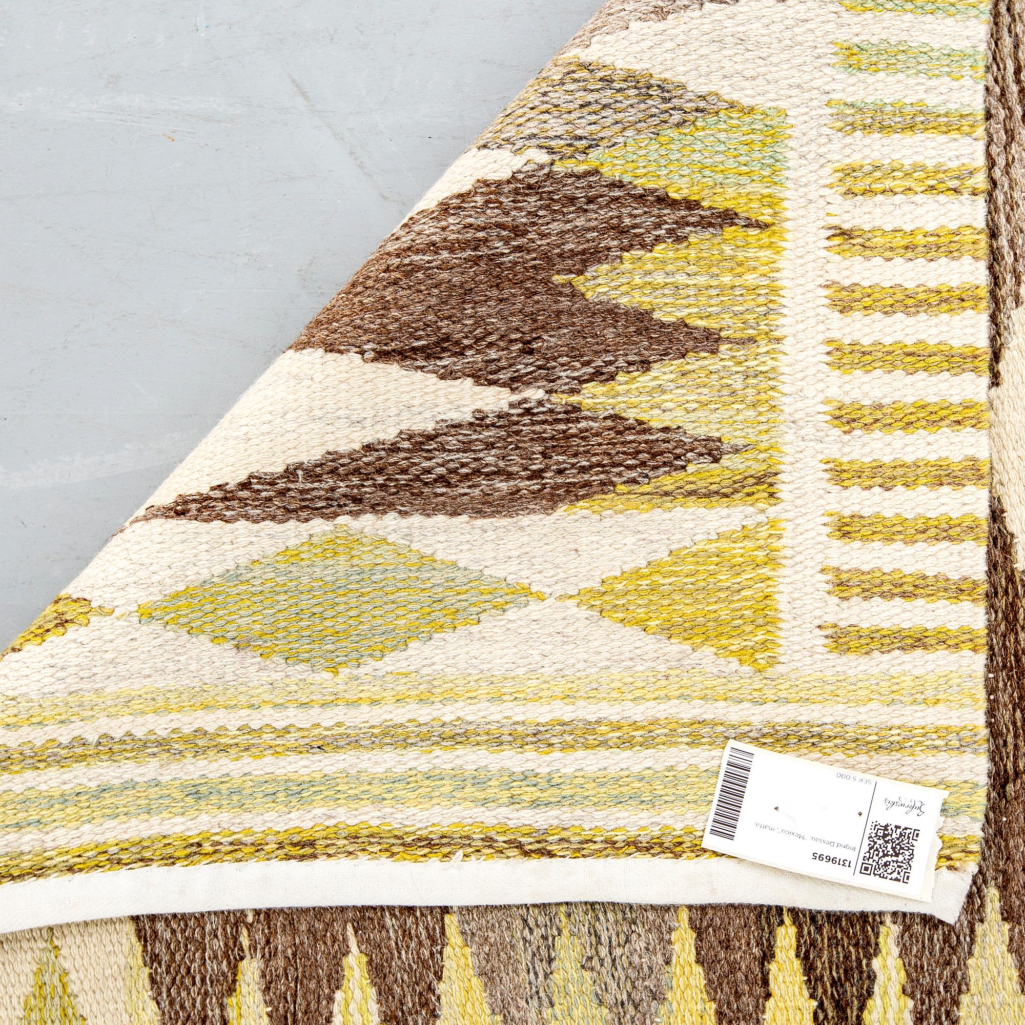 Ingrid Dessau, tillskriven matta "Mexico", sannolikt för Kristianstads Läns Hemslöjd.