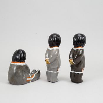 Three earthenware fingurines by Vicke Lindstrand for Upsala-Ekeby.