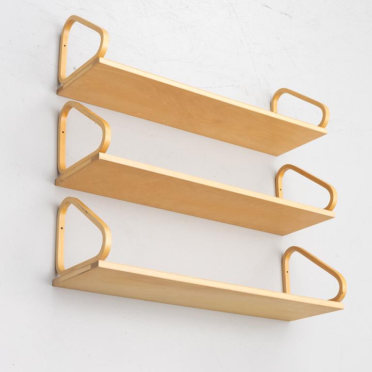 Alvar Aalto, three wall shelves, model 112B, Artek, Finland, late 20th century.