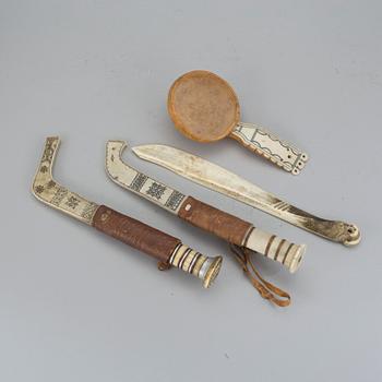 SAMEKNIVAR, 3 st, bl a Anders Rikko, samt en KÅSA. 1900-tal.