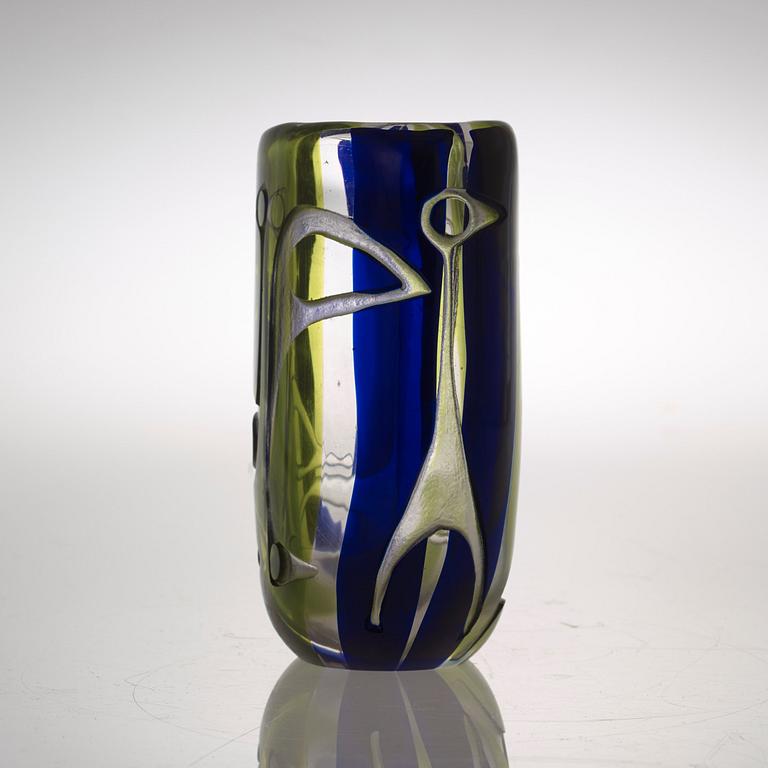 A Vicke Lindstrand blasted glass vase, Kosta 1950's-60's.