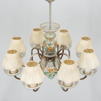 Paavo Tynell, A 1940s '1752/8' chandelier, for Taito and Kauklahden Lasitehdas. Finland.