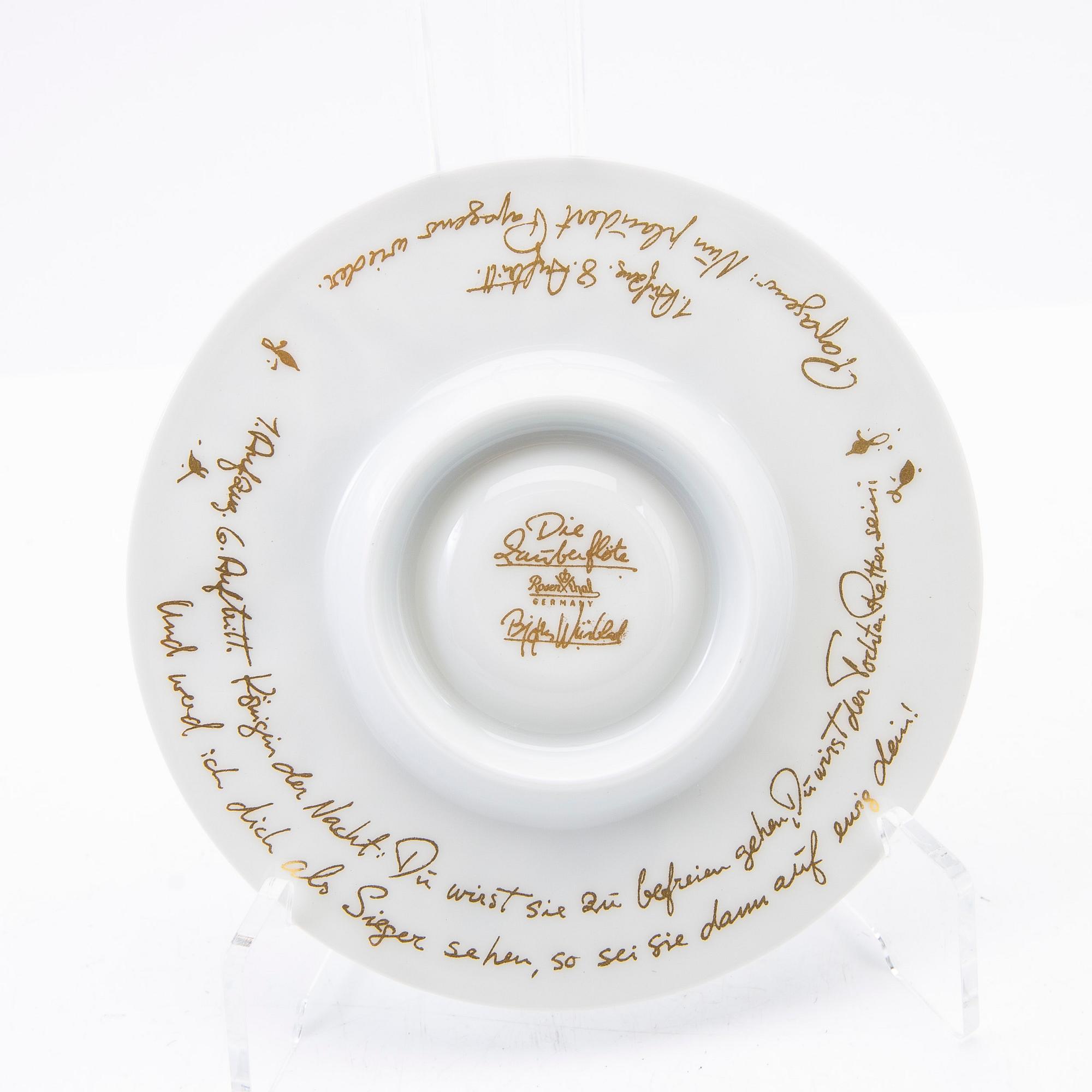 Björn Wiinblad, service pieces, porcelain, 13 pieces, "The Magic Flute"/"Die Zauberflöte", Rosenthal, Germany.