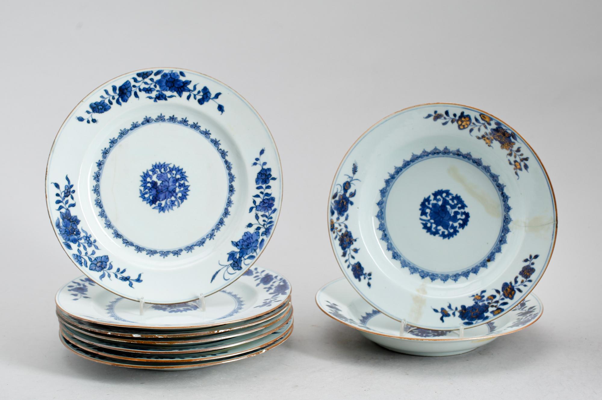 TALLRIKAR, 9 st, porslin, Kina 1800-/1900-tal.