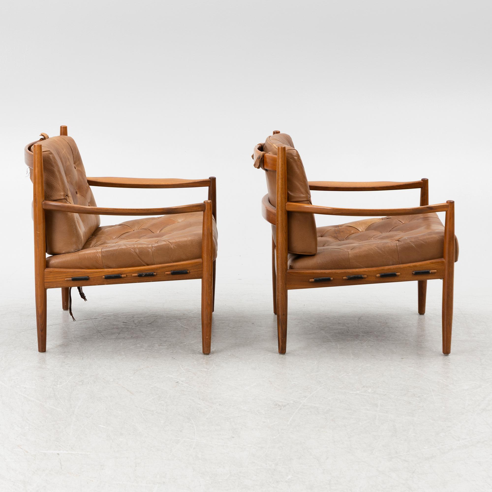 A pair of Ingemar Thilmark armchairs, 'Läckö' for OPE furniture, 1960/70's.
