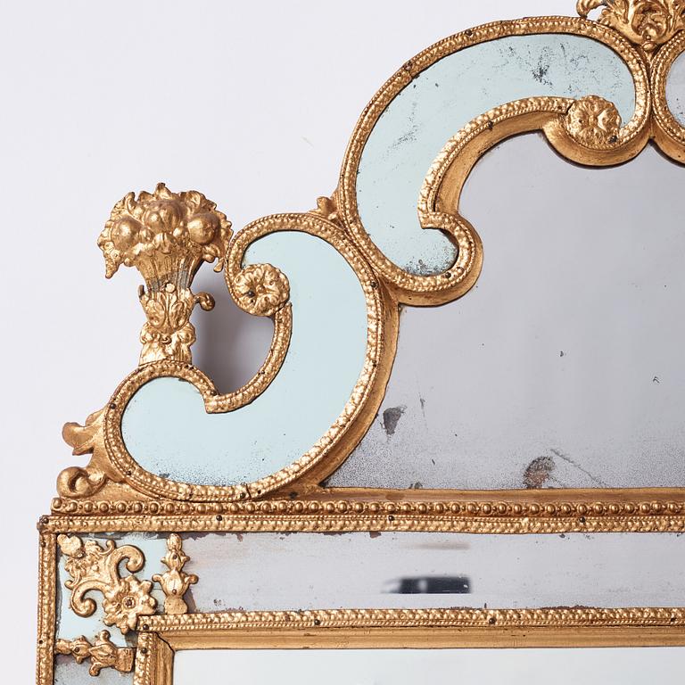 A Swedish late Baroque mirror in the manner of Burchardt Precht (active in Stockholm 1674-1738).