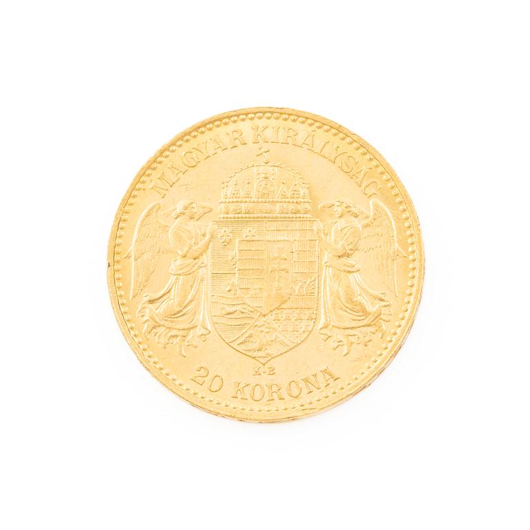 Guldmynt, Ungern, 20 Korona, 1898.