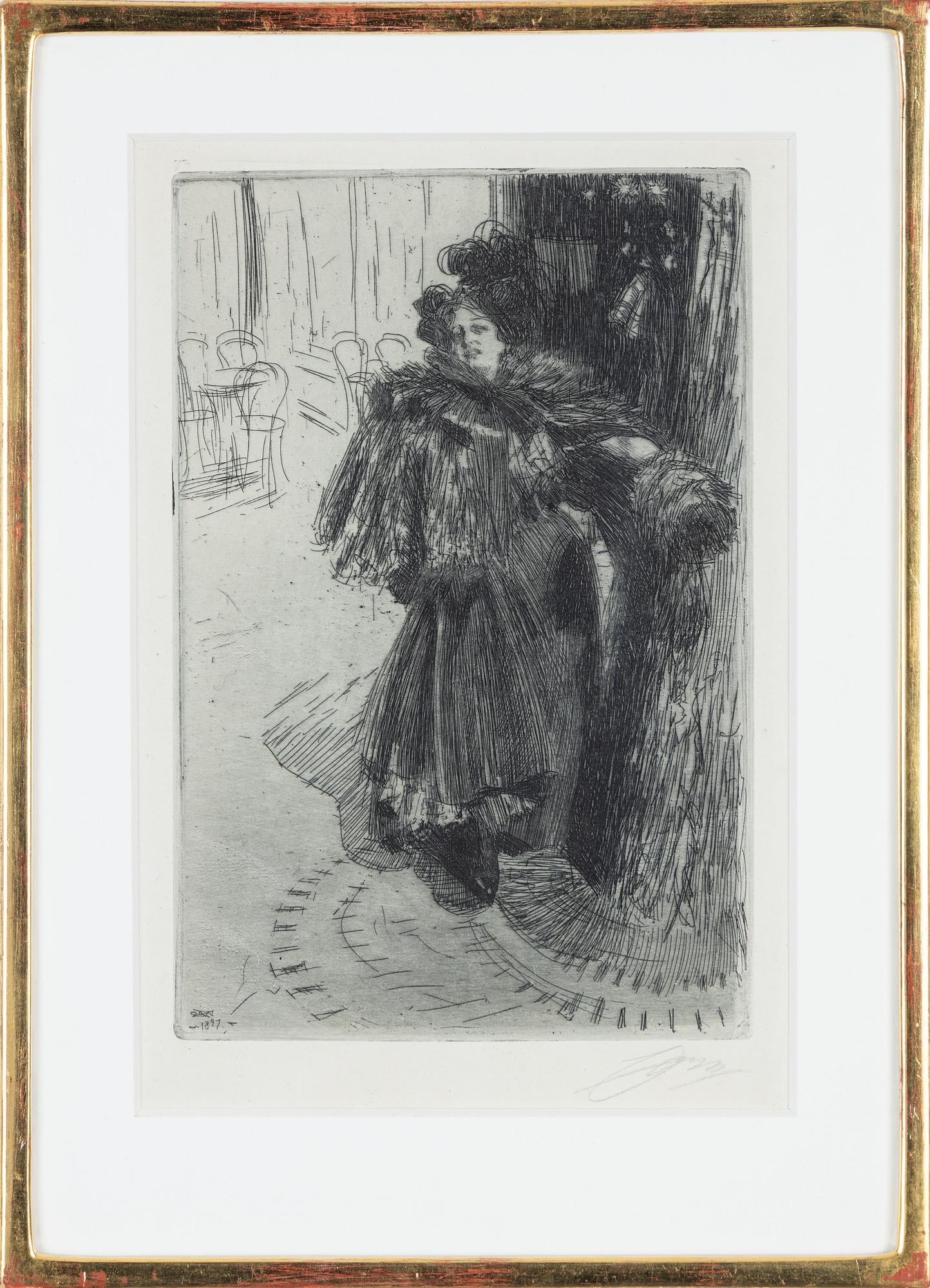 Anders Zorn, etching, 1897, signed in pencil.