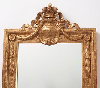 A Gustavian giltwood two-light girandole, late 18th century.