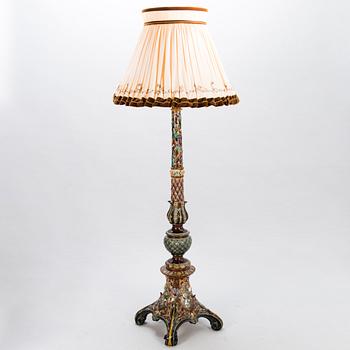 An early 20th Century majolica floor lamp, Arabia, Finland.