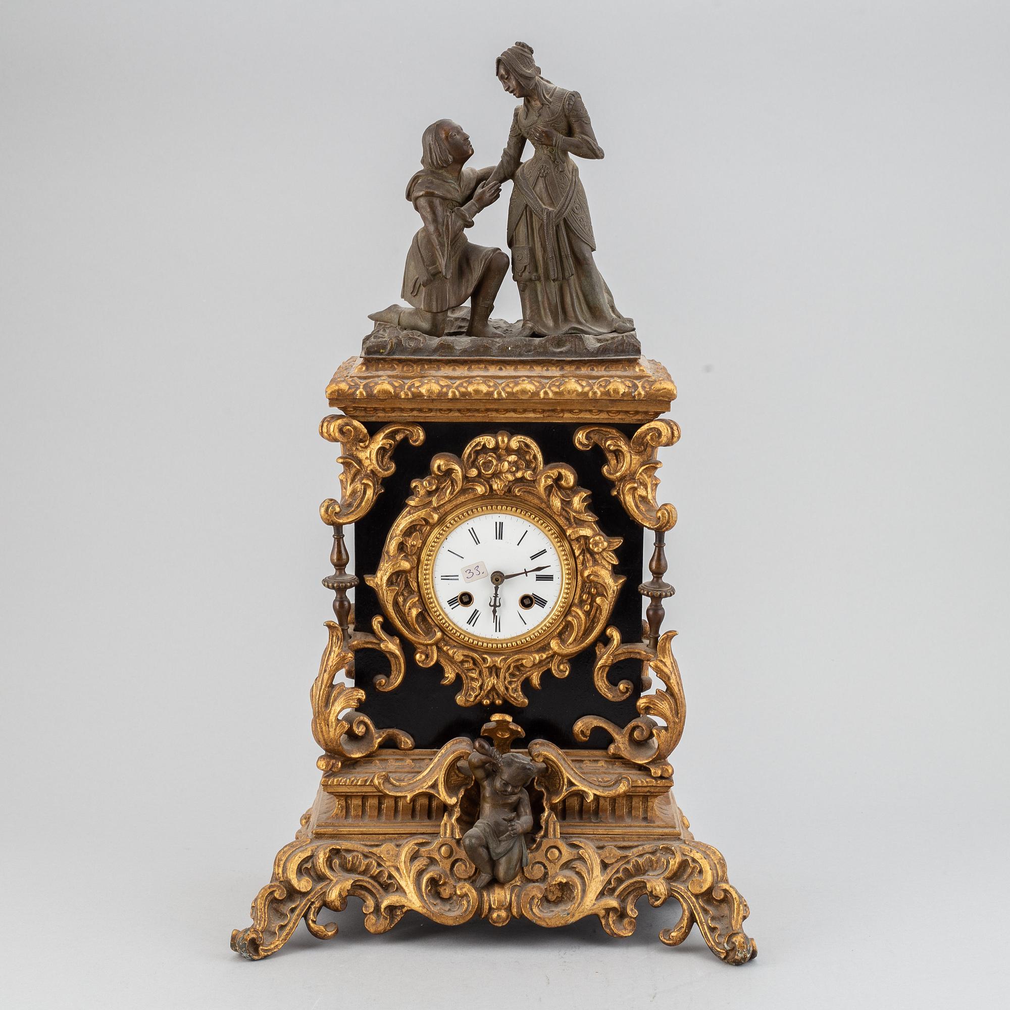 A neorenaissance gilt bronze mantel clock, second half of the 19th century.