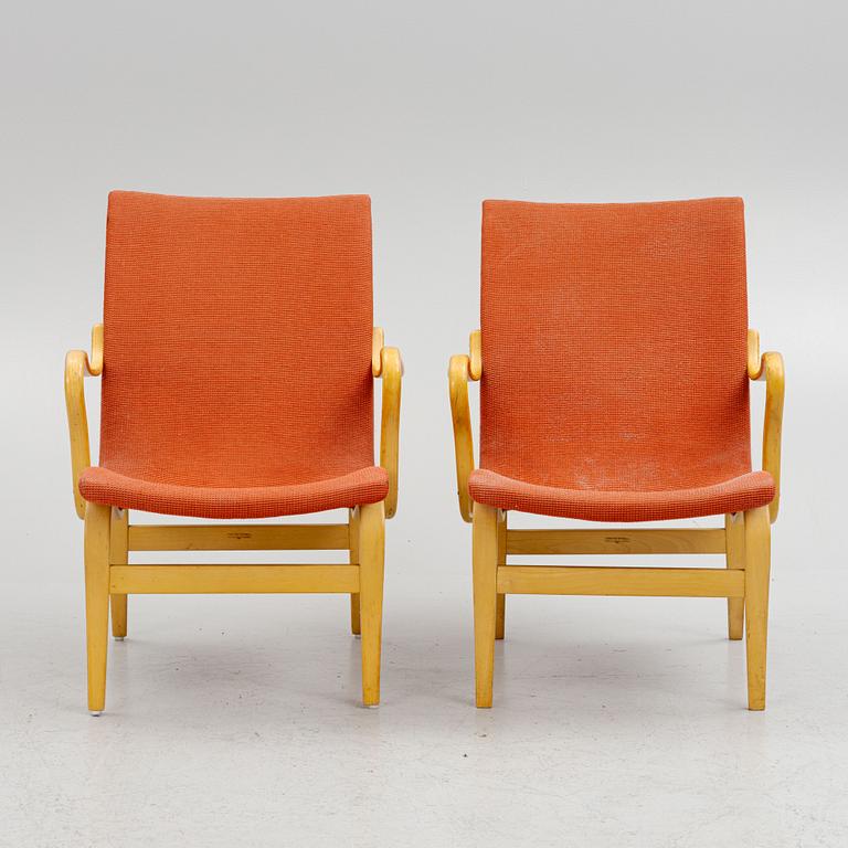 Bruno Mathsson, a pair of 'Eva' armchairs, Firma Karl Mathsson, Värnamo, 1964.