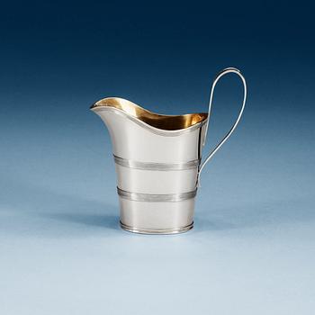 711. A Swedish 18th century parcel-gilt cream jug, makers mark of Pehr Zethelius, Stockholm 1799.