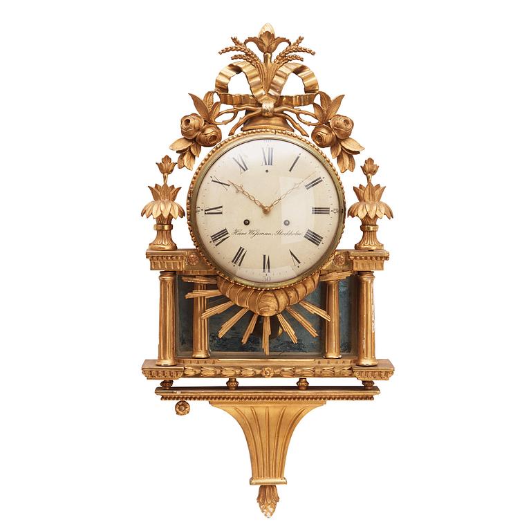 A late Gustavian wall clock by Hans Wessman, master 1787.