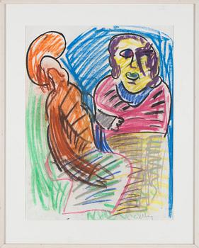 ERLAND CULLBERG, crayon on paper, signed.