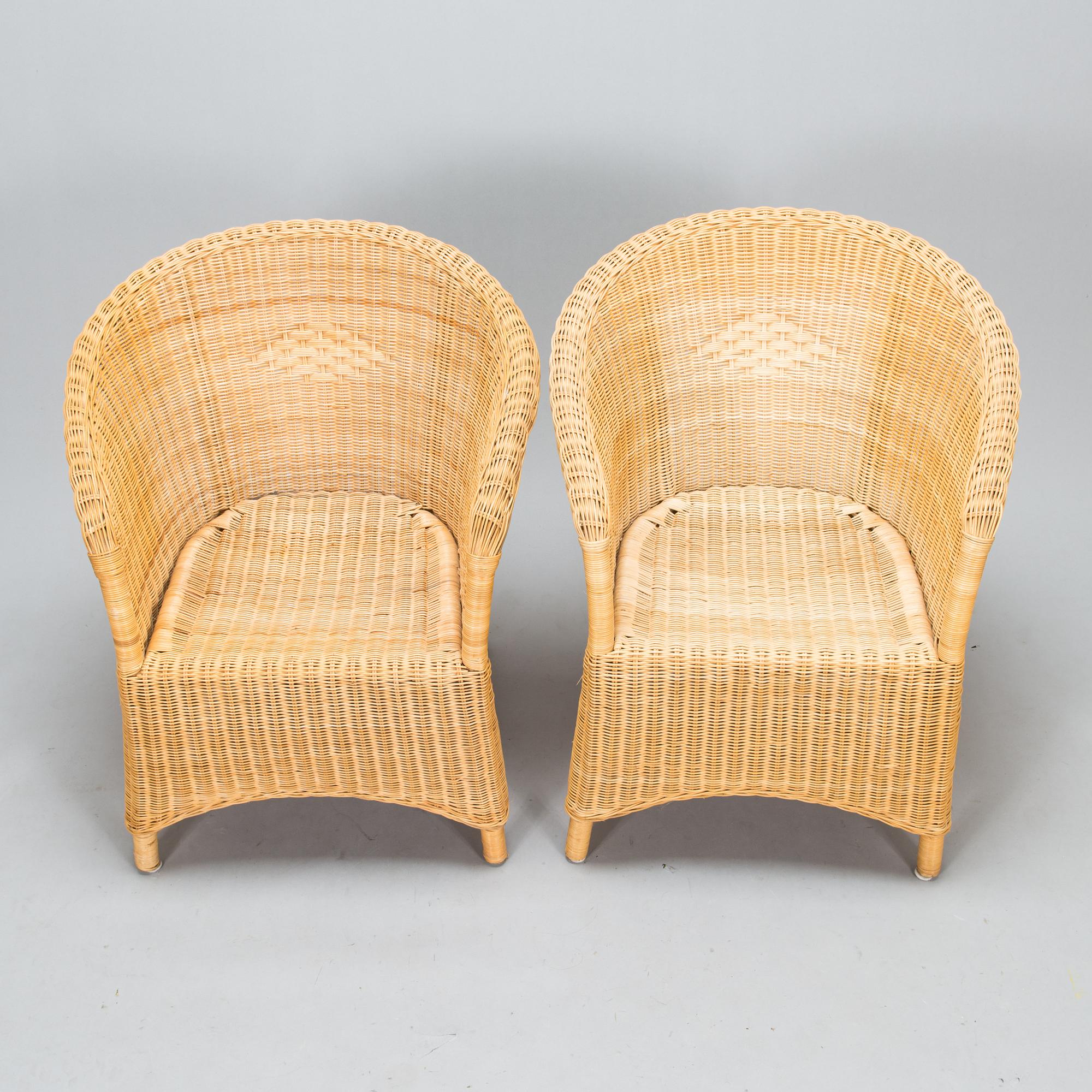 Korituoleja, 3 kpl, rottinki, vuosisadan vaihde 1900/2000.