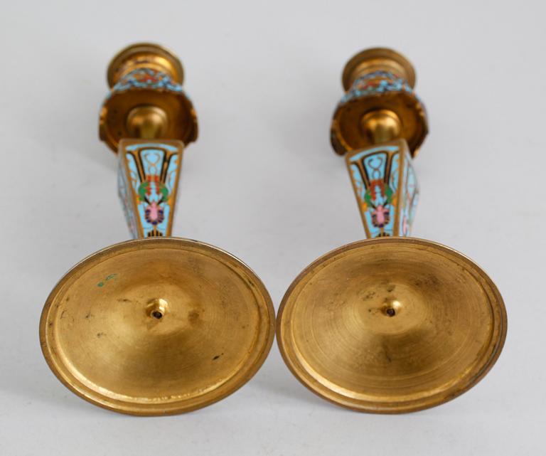LJUSSTAKAR, 1 par, mässing, Frankrike, 1800-talets andra hälft.