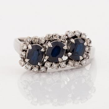 sapphire and eight cut diamond ring.