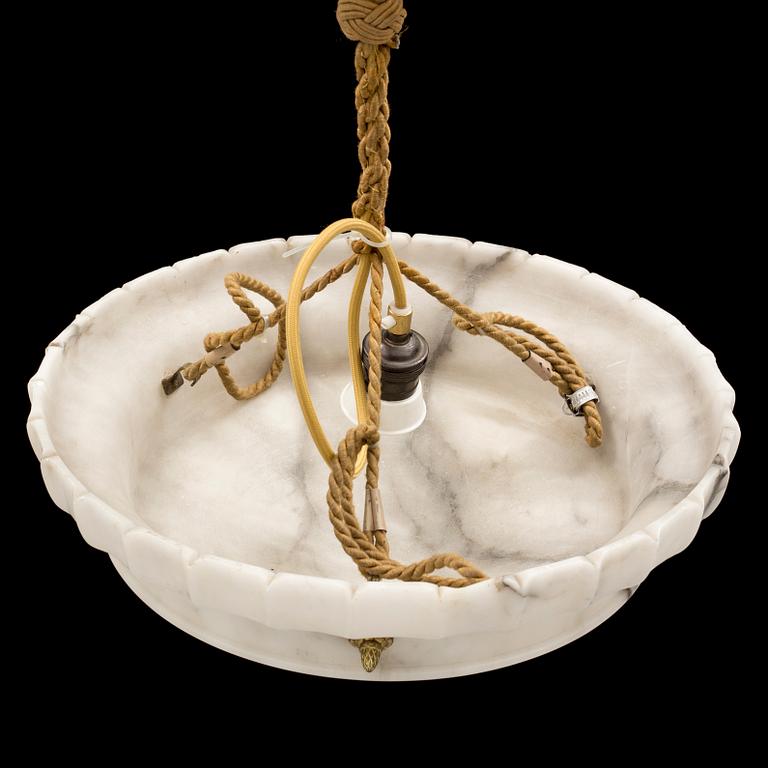 A mid 20th cnetury alabaster ceiling light.