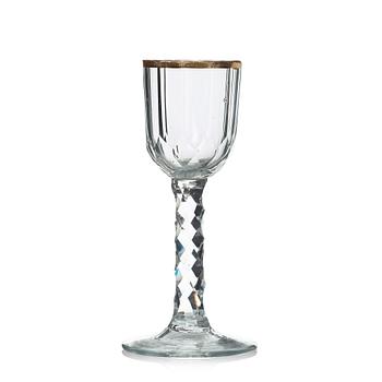 260. A set of 12 cut and gilded wine glasses, circa 1800.