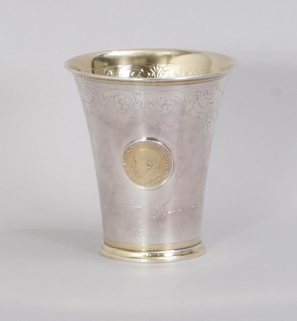 MINNESBÄGARE, silver, Stockholm 1952.