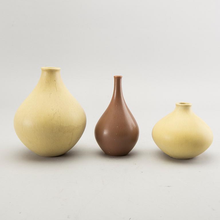 Stig Lindberg, a set of four vases from Gustavsberg different years, "drejargods" and Gustavsberg studio, Sweden.