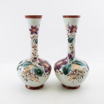 Vases a pair around 1900 glass.