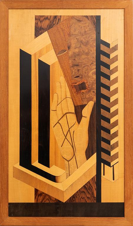 Wall panel a pair of Swedish Modern 1930s/40s possibly Mjölby Intarsia.