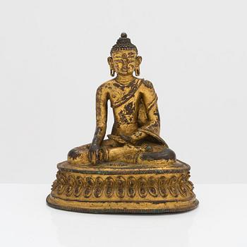 Buddha, förgylld kopparlegering, Nepal/Tibet, 1400-tal.