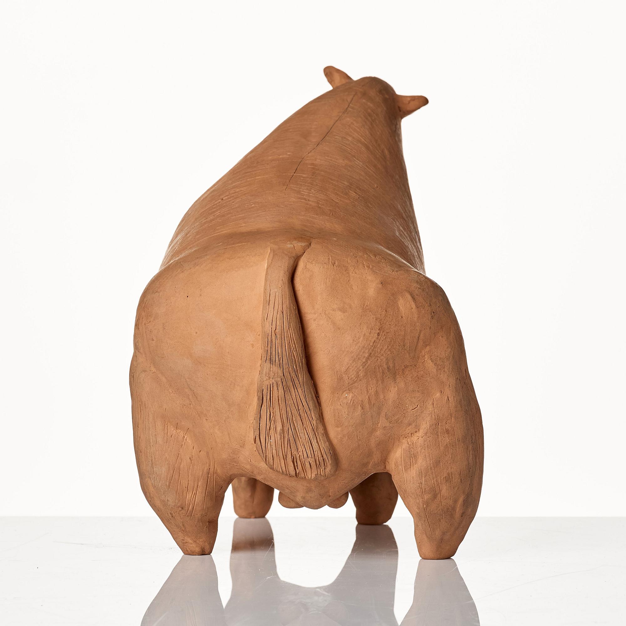 Erik Höglund, a terracotta sculpture of a bull, Sweden, signed and dated -55.