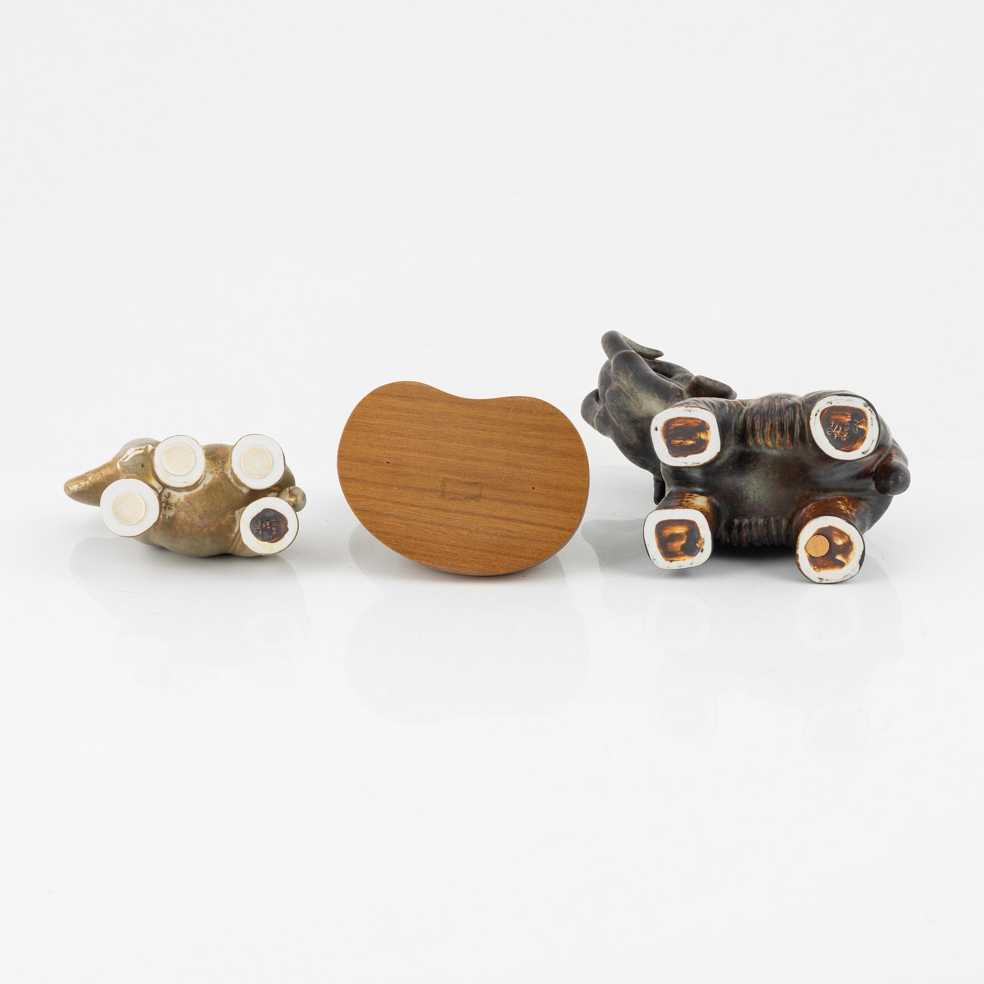 Gunnar Nylund, a group of three stoneware figurines, Rörstrand.