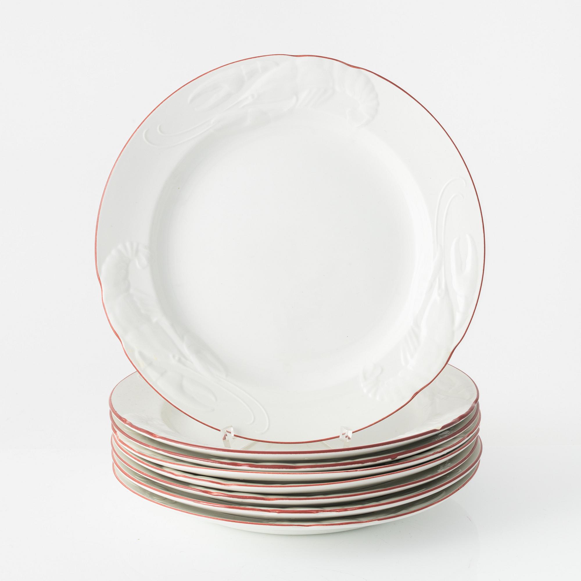 Eight crayfish plates, Rörstrand, second half of the 20th Century.