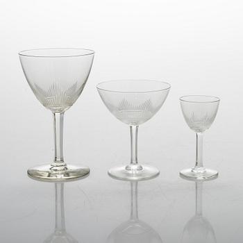 A 18-piece "Marjatta" glassware set, clear crystal, Iittala 1940s.