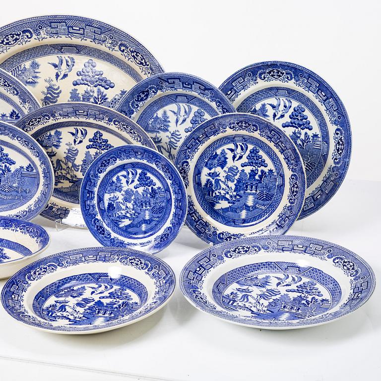 Gustavsberg, servisdelar, 69 st, "Willow", tidigt 1900-tal.