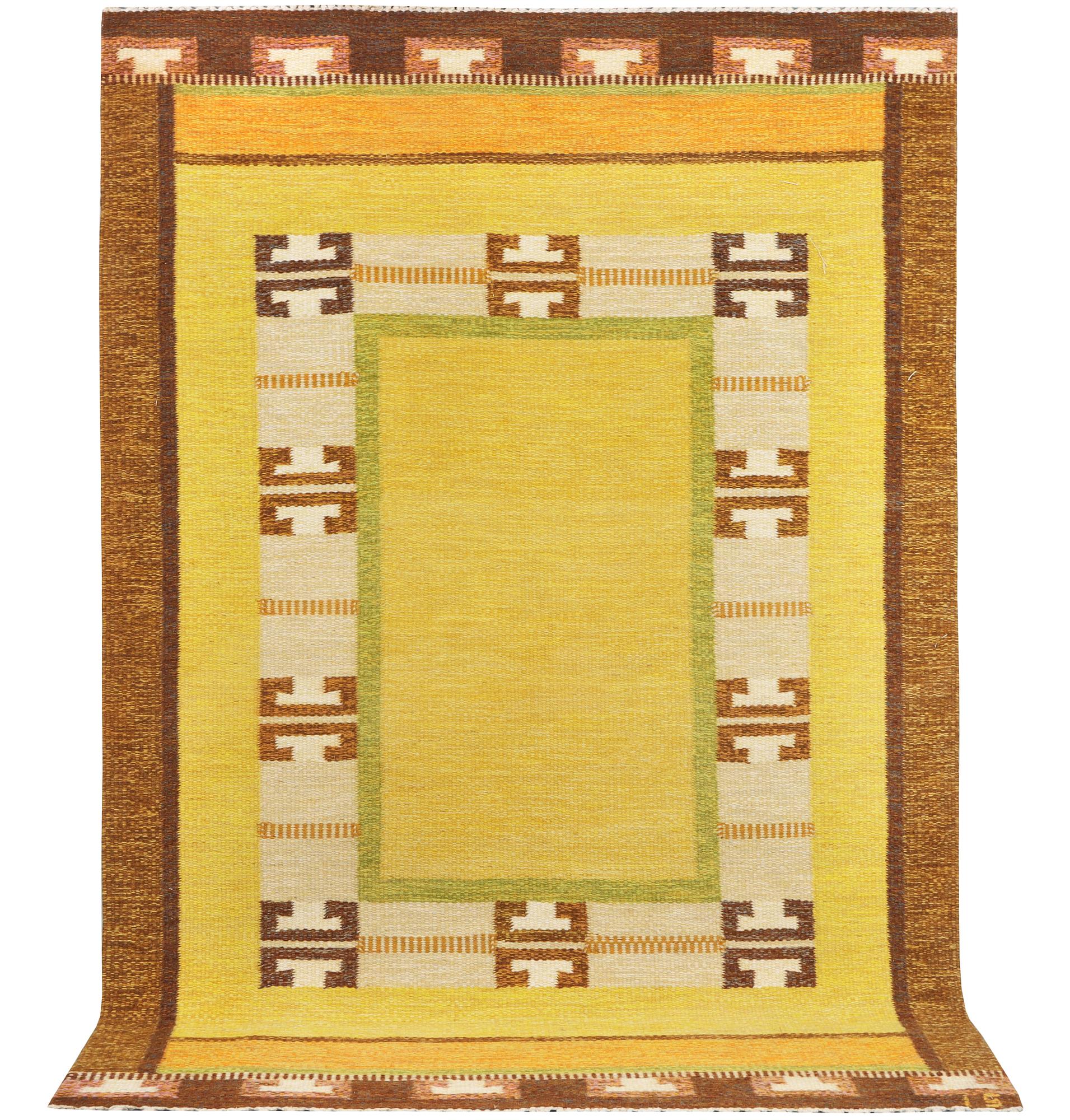 Ingegerd Silow, a flat weave carpet, signed IS, c. 200 x 136 cm.