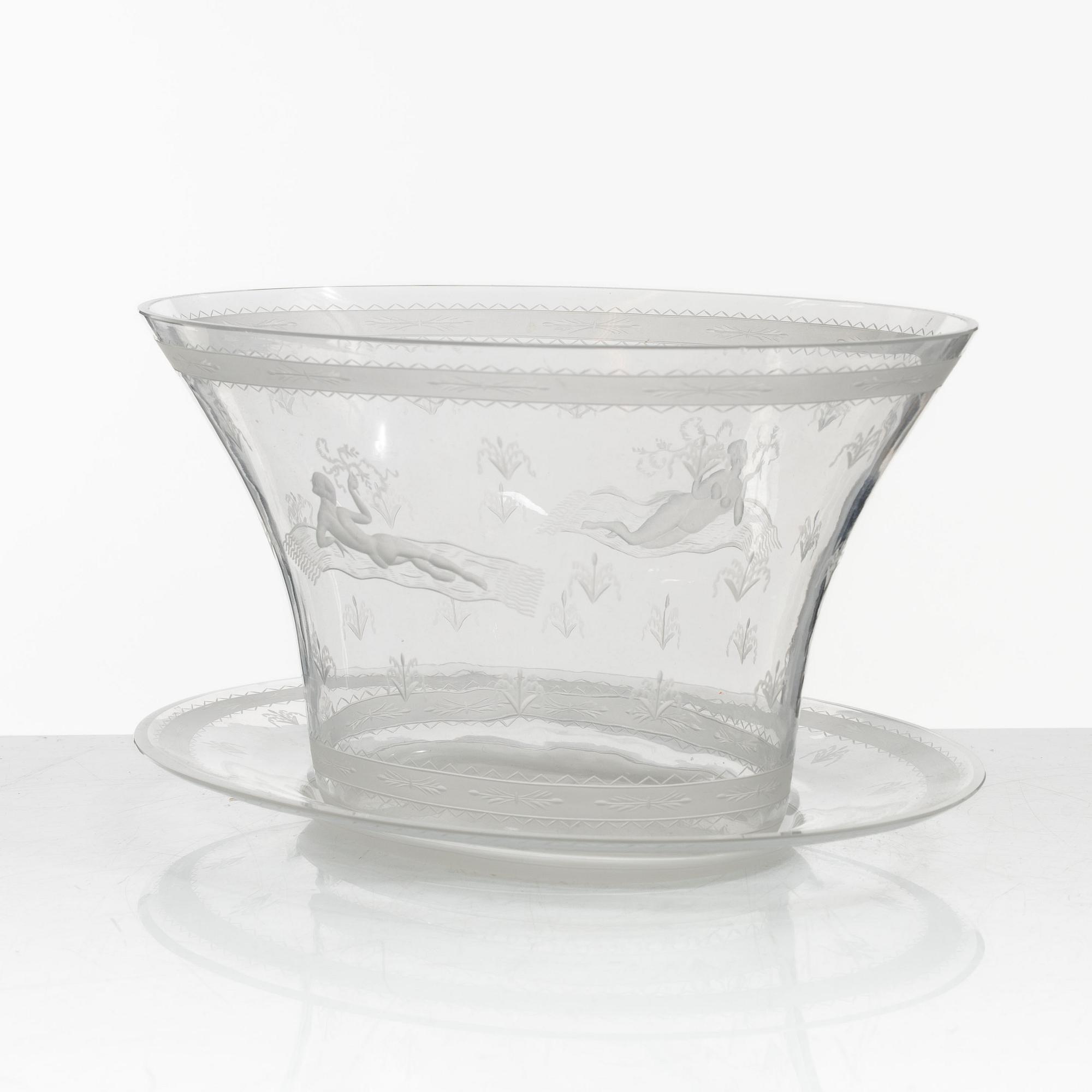 Edward Hald, skål med fat, modell 149, Orrefors.