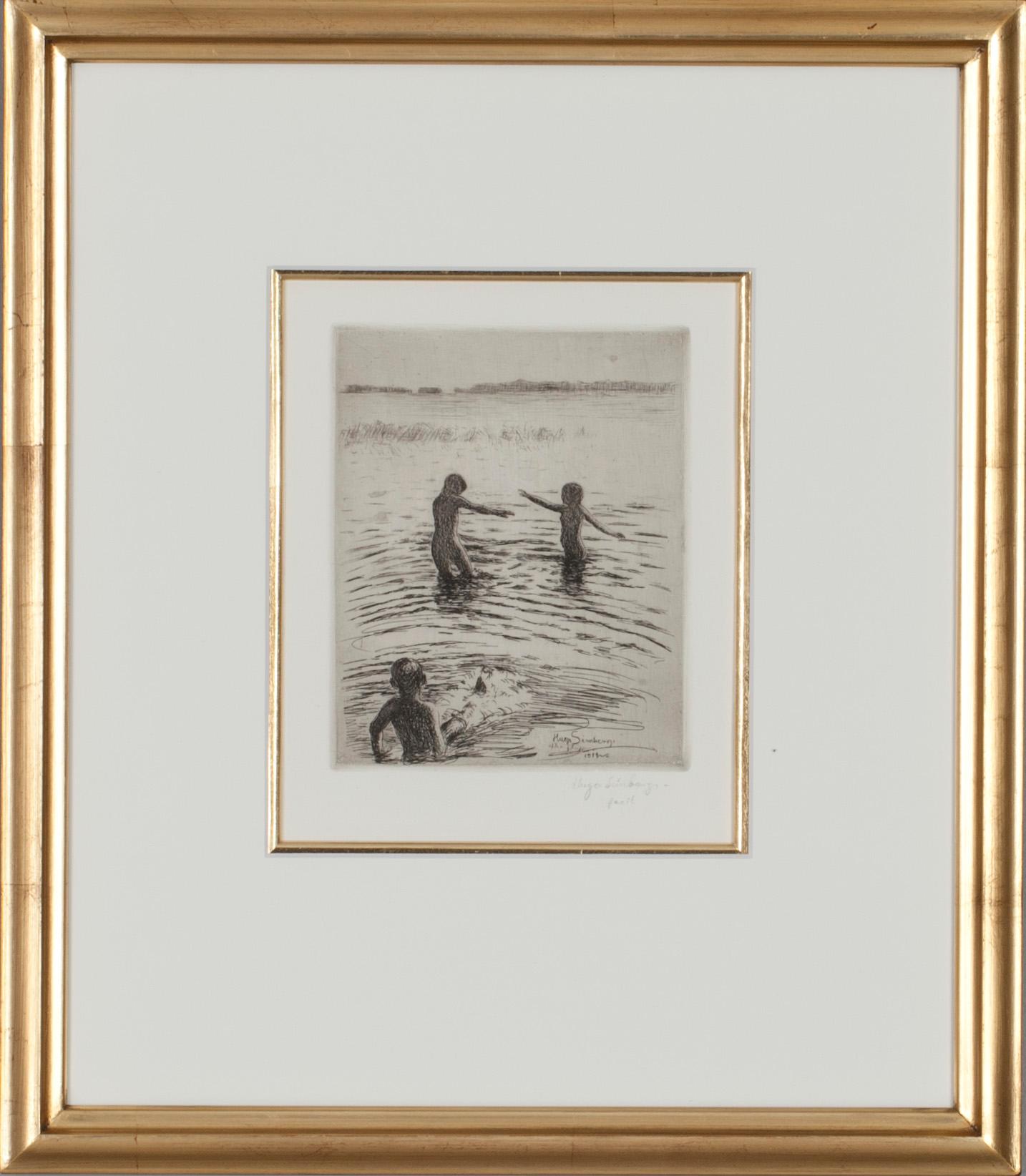 HUGO SIMBERG, etsning, sign. fecit.