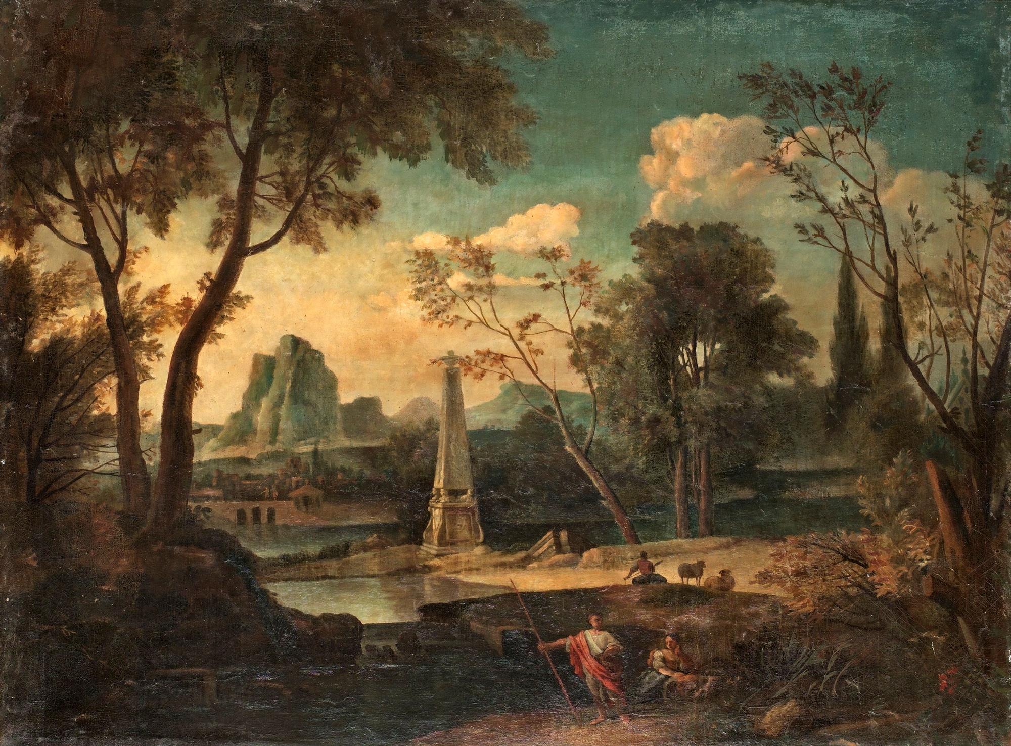 Nicolas Poussin Hans art, Ruinlandskap med figurstaffage.