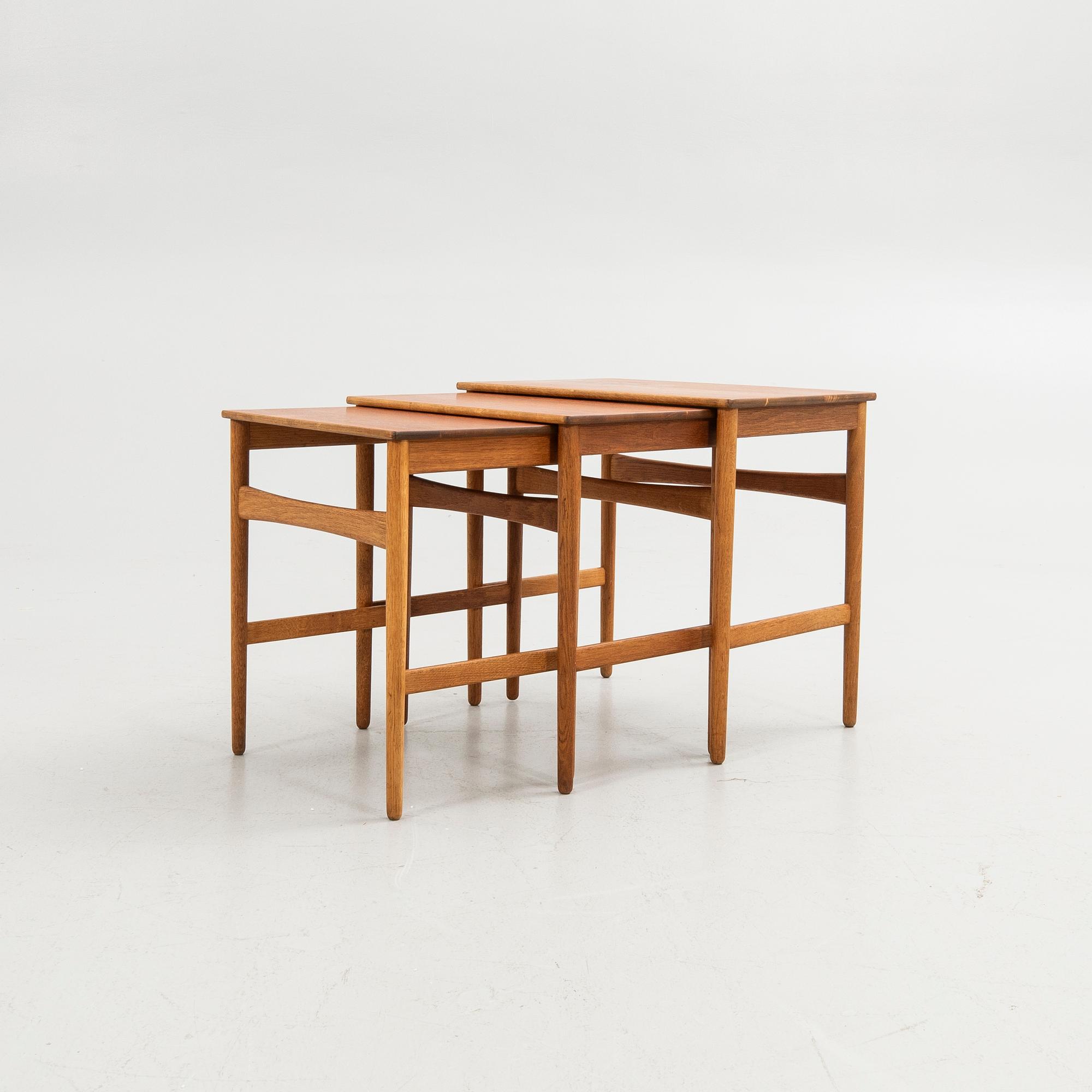 Hans J. Wegner, set of tables, 3 pieces, Andreas Tuck, Denmark, 1960s.