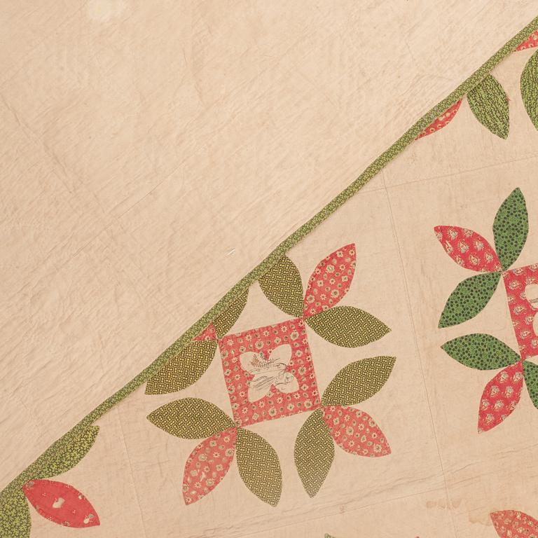 BRUDTÄCKE, lapptäcke, ca 273,5 x 245 cm, USA omkring 1900.