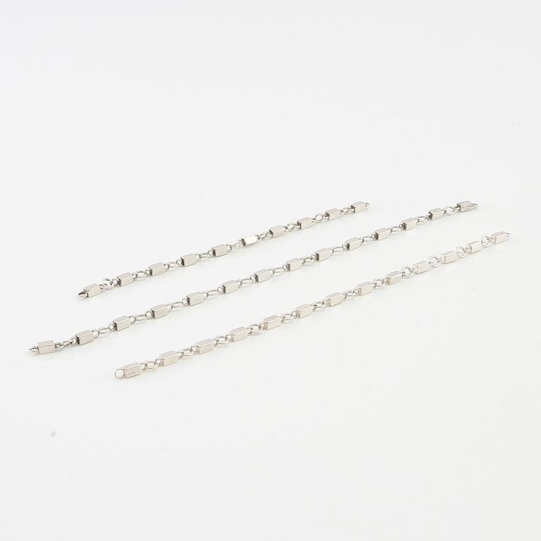 Wiwen Nilsson, 3 sterling silver rod chains, Lund 1945 and 1951.