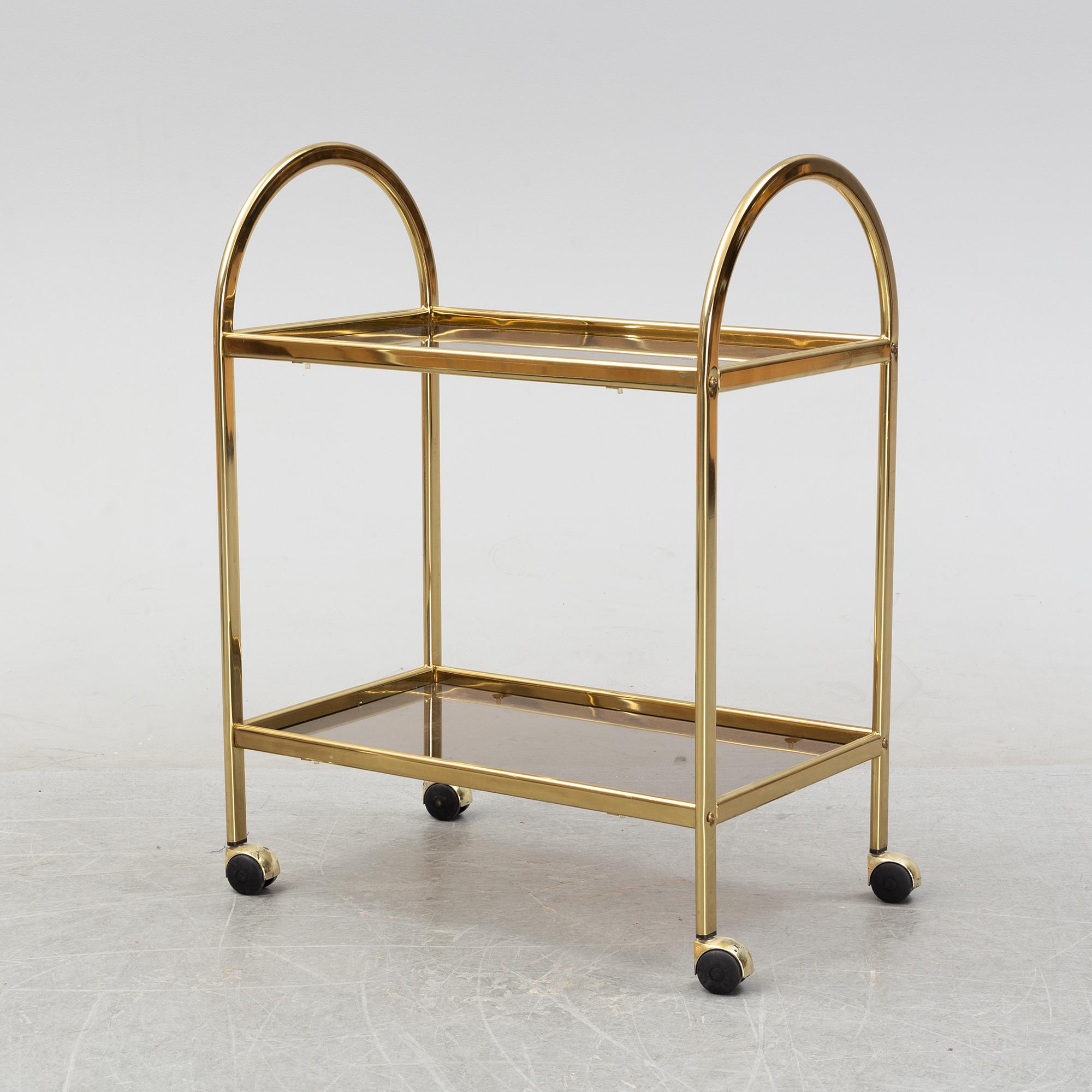 A brass and glass trolley, second half of the 20th Century.