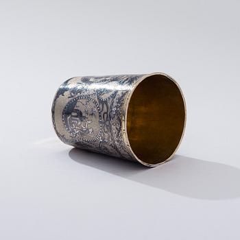 BÄGARE, förgyllt silver med niello dekor, Moskva 1804, oidentierad guldsmed, vikt 98 g.