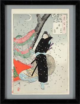 Tsukioka Yoshitoshi · TSUKIOKA YOSHITOSHI, träsnitt, "Shinobugaoka Moon" #76.