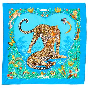 807. HERMÈS, a silk scarf, "Jungle love".