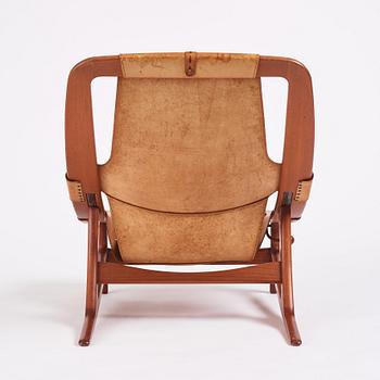 Arne Tideman Ruud, a teak and natural brown leather 'Holmenkollen' chair, AS Inventar/ Norcraft, Gjövik Norway, 1950s-1960s.