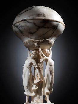 A R. Gremigni alabaster floor lamp, Italy, probably 1910-20's.
